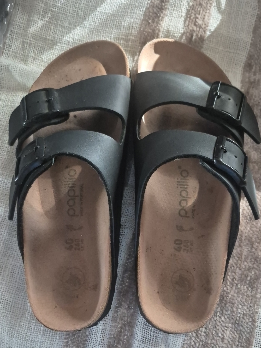 Papillio Women’s Black Double-Strap Buckle Sandals
